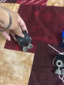 Set of 3 Oxidized Silver Jhumka Earrings