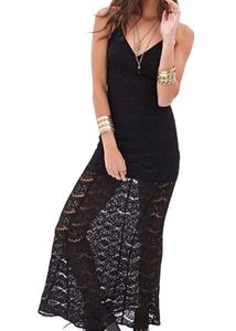 Forever 21 Elegant Black Lace Maxi Dress
