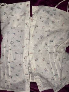White floral tie spaghetti top (full length)