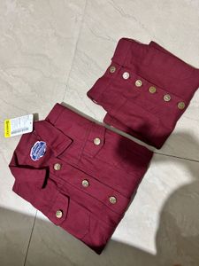 Bramd new Maroon Denim Jacket and Skirt