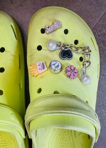 Lime Green Crocs with Charms