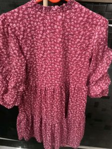 Chic Floral Print Ruffled Dress frock