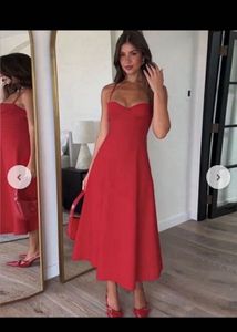 Ralph Lauren Dupe- Red A-Line Midi Dress