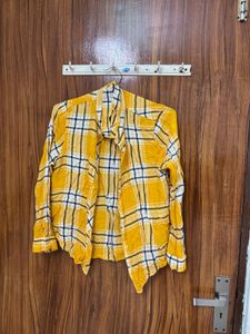 Yellow Plaid Button-Up Shirt