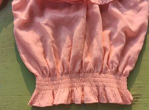 Kids Peach Off-Shoulder Dress with Bell Sleeves
