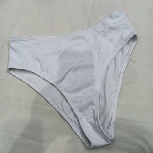 🪔 Ribbed White High-Waisted Bikini Bottom