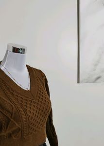 Ribbon Back Crop Knit Sweater