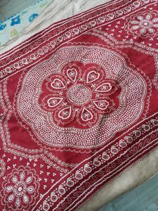 Elegant Cream &amp; Maroon Saree