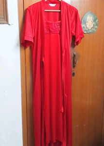New Vibrant Red Nightgown & Robe Set