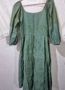 Green Embroidered Midi Dress