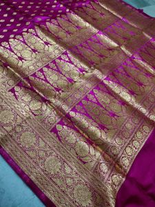 New Katan Vibrant Magenta Pink Banarasi Silk Saree