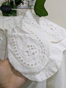 White Broderie Anglaise Collar Top