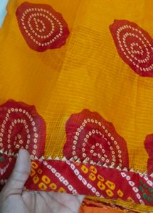 Yellow Bandhani saree