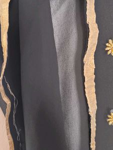 Black &amp; Gold Embroidery Semi stitched material