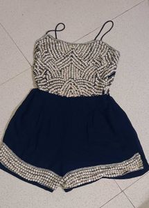Sparkly Crop Top &amp; Navy Shorts Set🐚