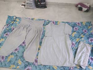 grey Embroidered Kurta Set