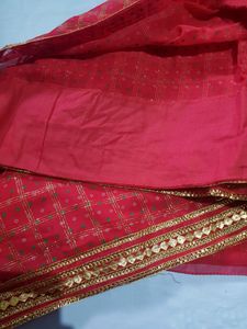 Chunari Print Red Saree