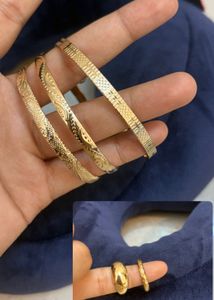 Set of 3 anti tarnish golden Bangles & 2 Rings