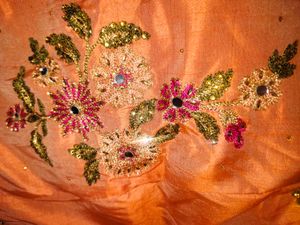 Elegant Orange Embroidered Gown