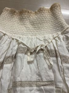 Imported Two Layered White Smocked Waist Mini Skir