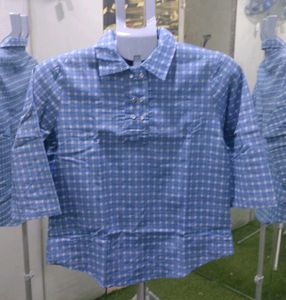 Blue Checkered Kurta