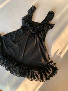 Elegant Black Lace Trim Dress