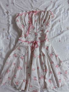 Cute Floral Strapless Mini Dress