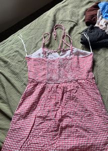 Red Gingham Tie-Strap Mini Dress