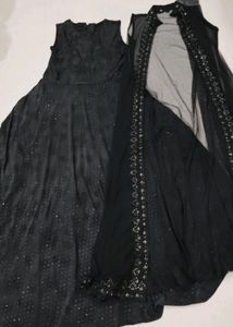 Elegant Black Embellished Dress Set