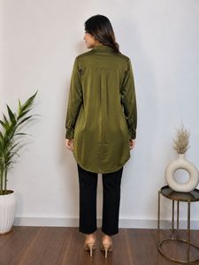 olive button down formal  kurti