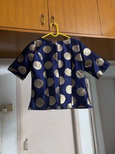 🆕 Blue &amp; Gold Print Top