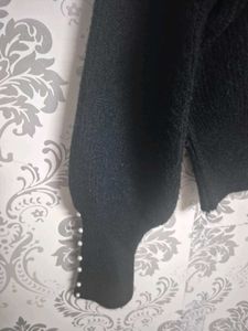Black Pearl Detail Knit Sweater