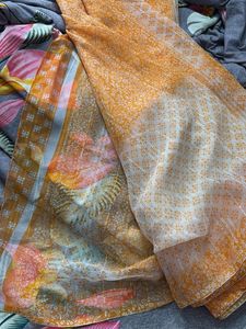 Beautiful Orange Floral Saree