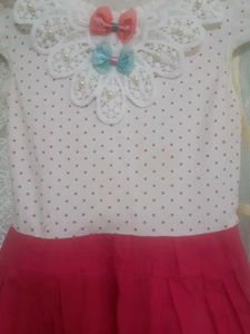 Polkadot cute Girl's Dress With Beautiful Neck