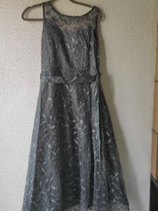 Elegant Embroidered Grey Dress
