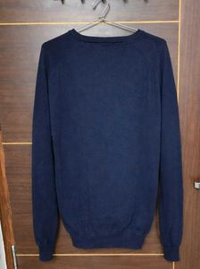 Men's Navy V-Neck Plaid Sweater