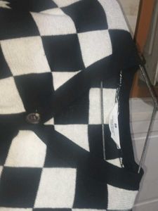 Black and white checkered cardigan