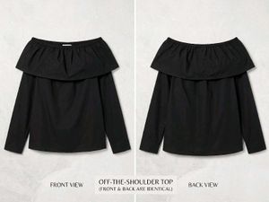 Black Off-Shoulder Ruffle Top