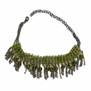 Green Beaded Chain Necklace