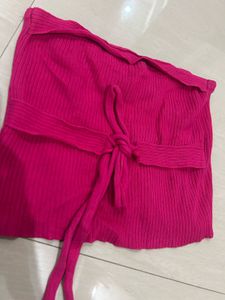Ribbed Tie-Front Tube Top