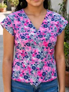 Floral Print V-Neck Top