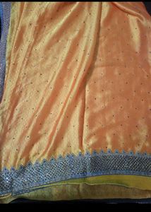 Embellished Yellow And Grey Saree