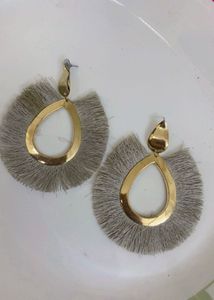 Boho Grey Fringe Hoop Earrings last pair