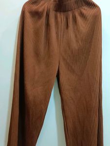 Pleated Brown Wide Leg Pants