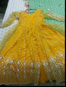 Elegant Yellow Embroidered Anarkali