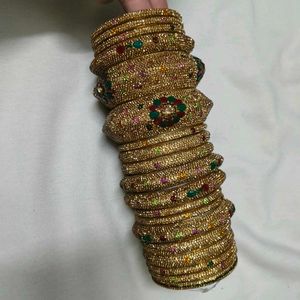 Sparkling Gold Bangles with Colorful Stones
