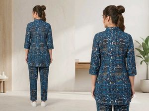 Blue Printed coord set (new not used)
