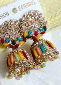 Boho Multi-Color Jhumka Earrings