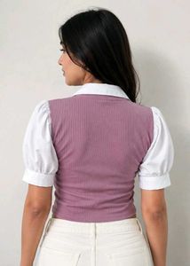 Purple V-Neck Sleeveless Crop Top