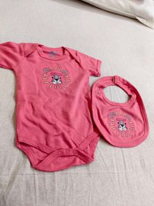 Adorable Pink Lion Bodysuit & Bib Set